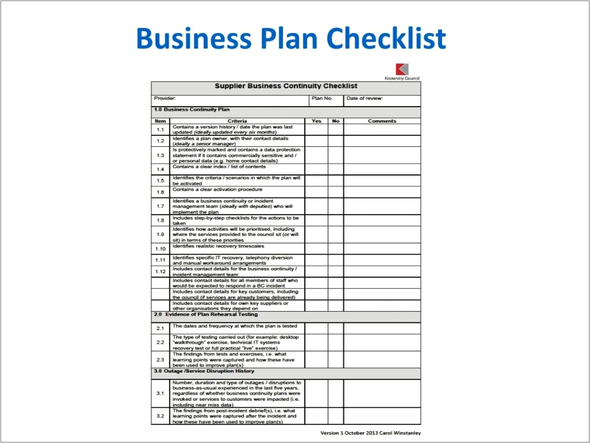 Example Of Disaster Recovery Plan Template