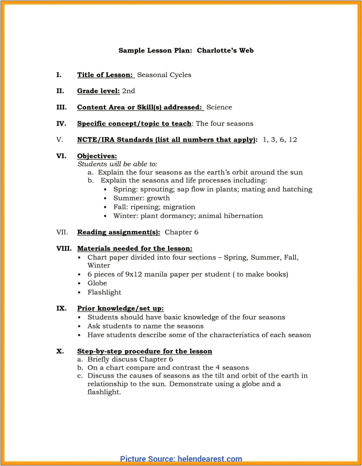 Example Of Lesson Plan Template Charlotte Danielson Framework