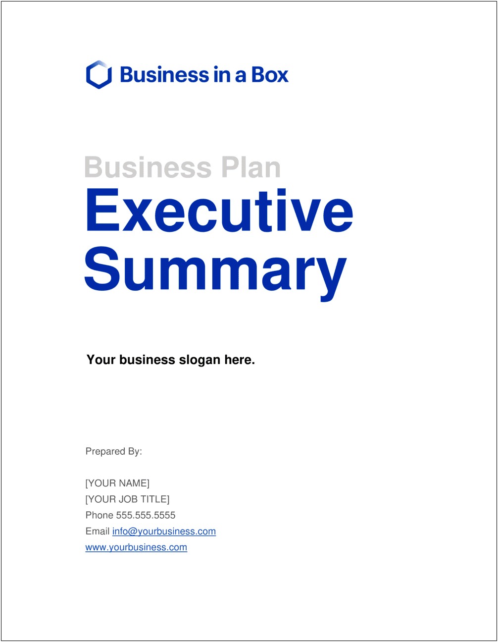 Executive Summary Template For A Business Plan