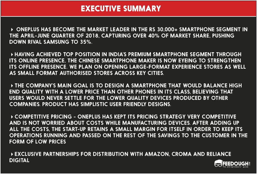 Executive Summary Template For A Marketing Plan