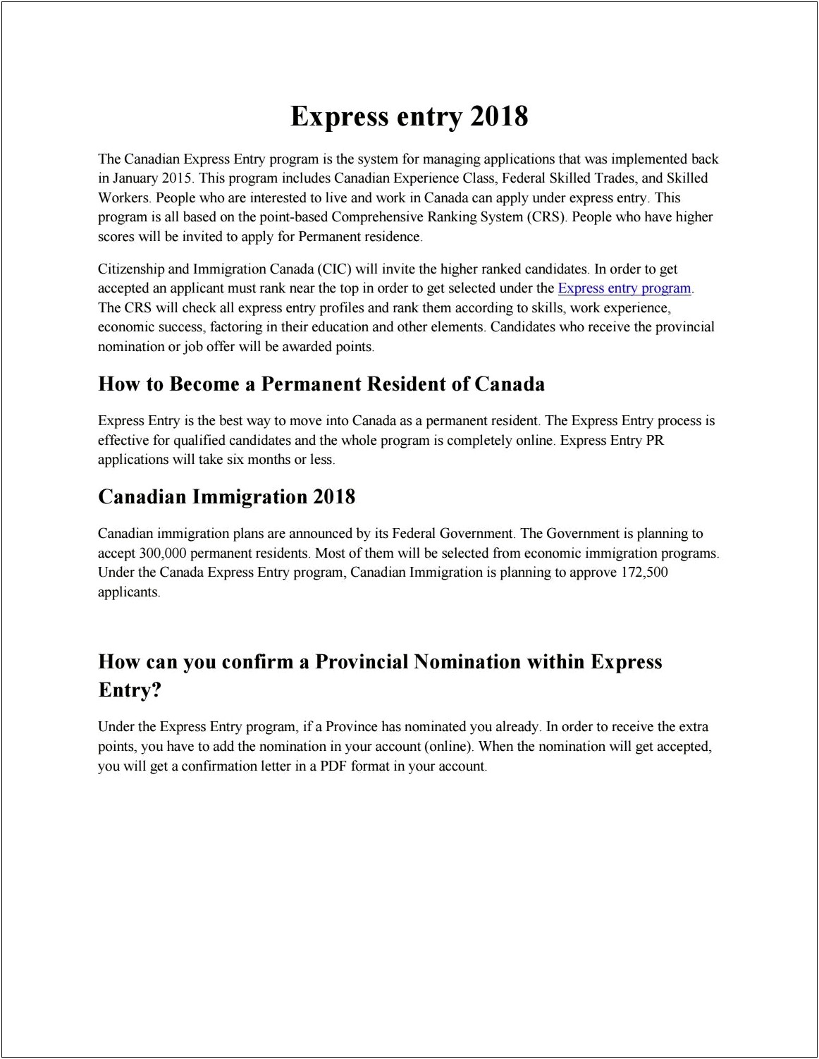 Experience Letter Template For Canada Pr