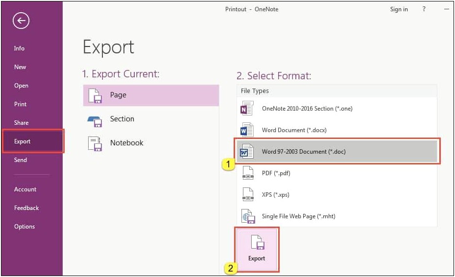 Export Onenote Page To Word Template