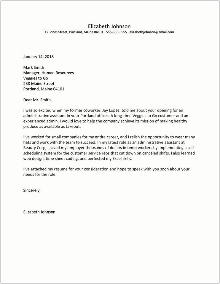 Expression Of Interest Letter For A Job Template