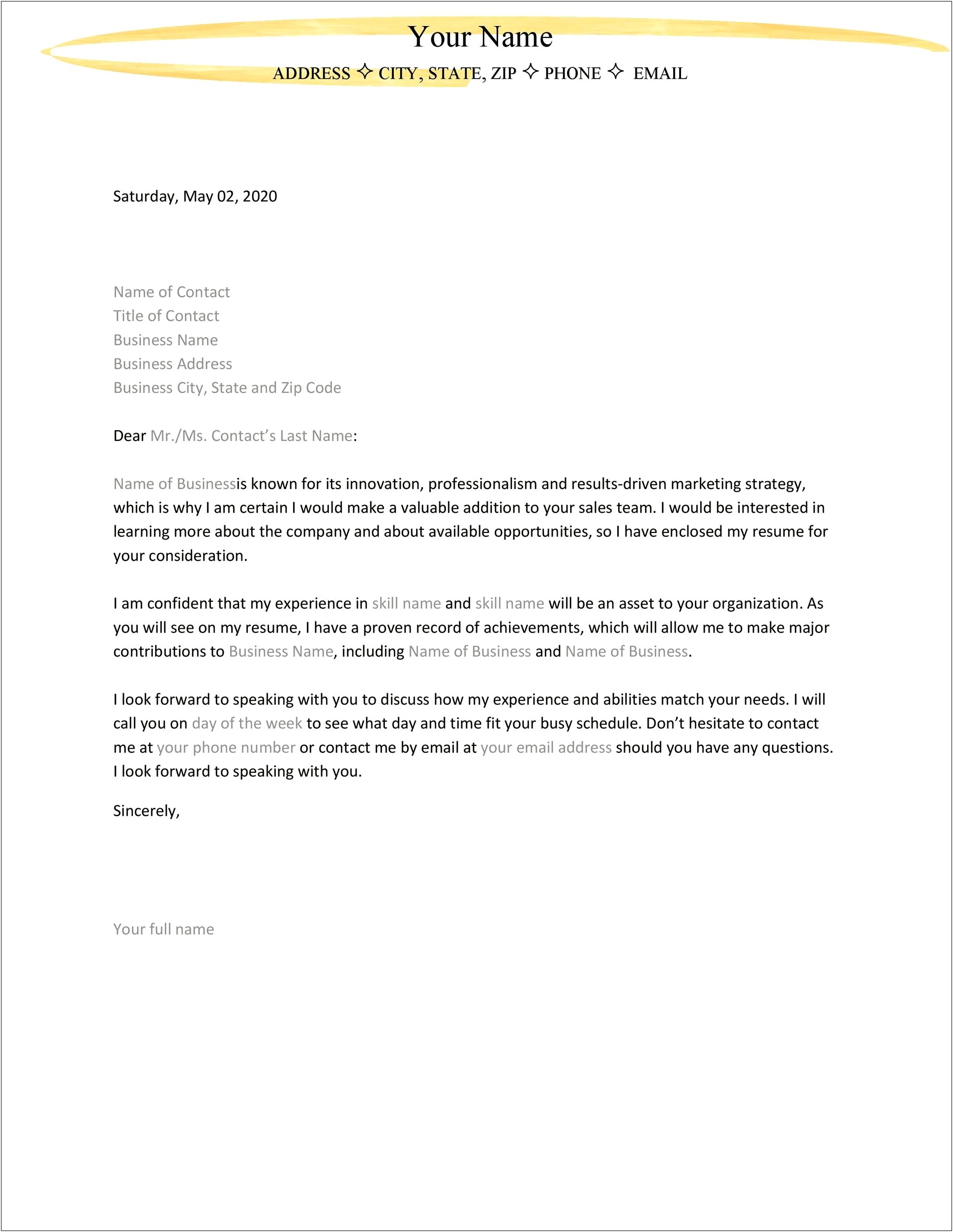 Expression Of Interest Letter Template Microsoft