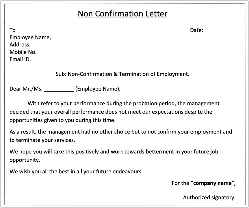 Extended New Hire Probation Letter Template