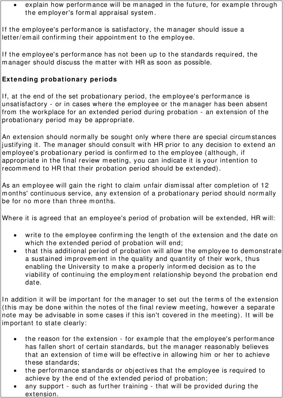 Extension Of Probationary Period Letter Template Uk