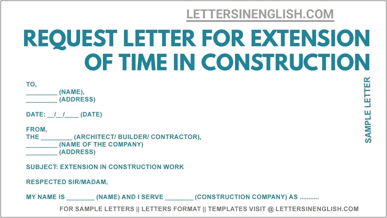 Extension Of Time Letter Template Construction