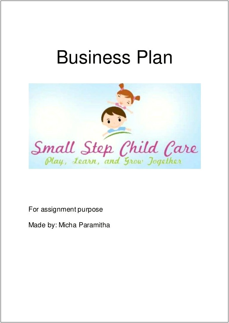 Family Child Care Business Plan Template