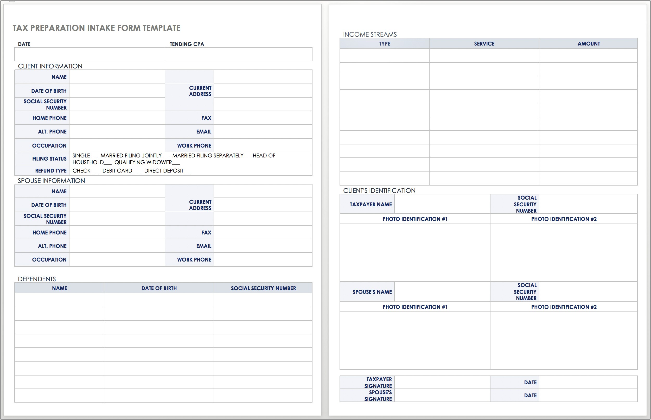 Family Counseling Intake Form Template Word Doc