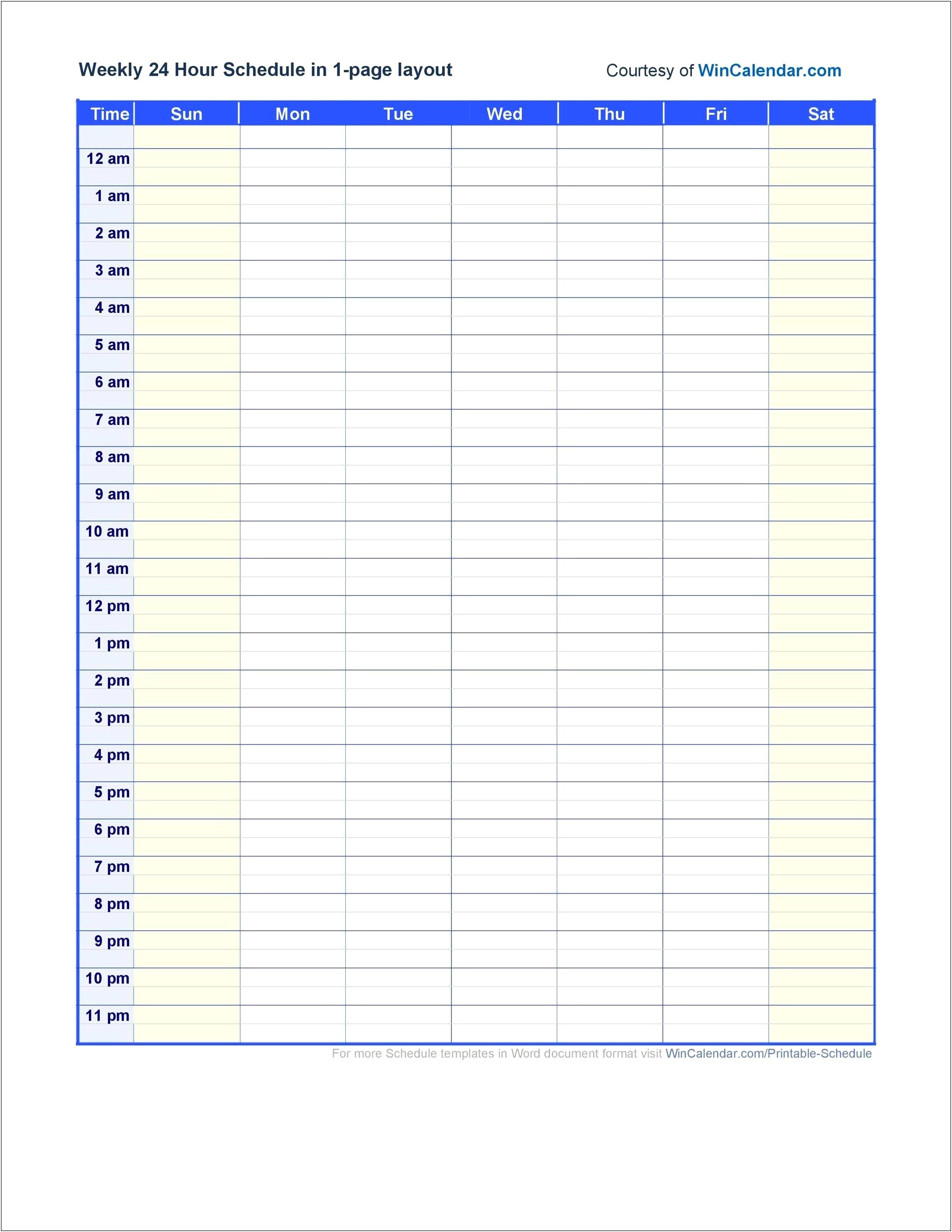 Family Daily Routine Schedule Template Word