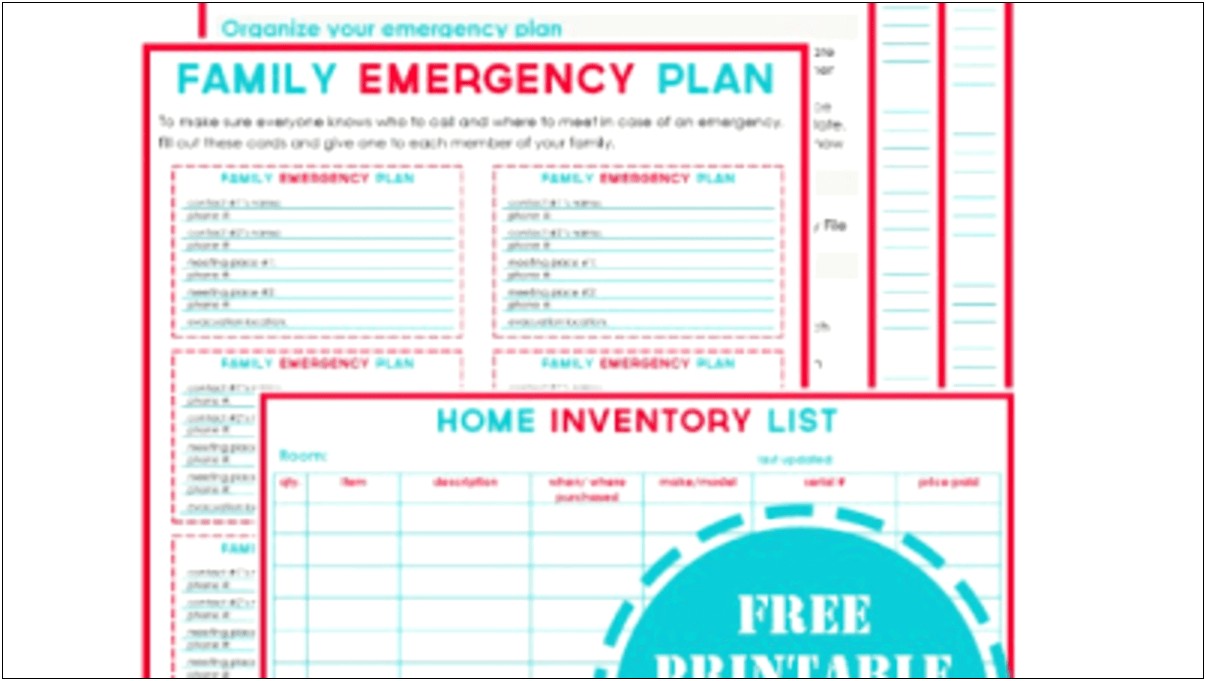 Family Emergency Plan Template For Kids