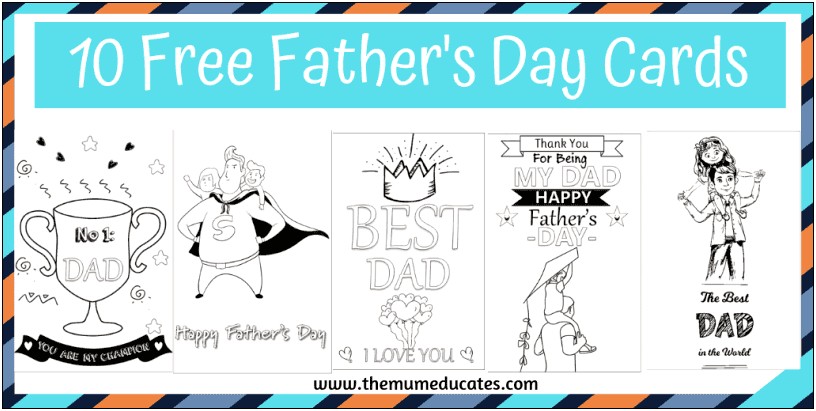 Father Day Card Templates To Colour