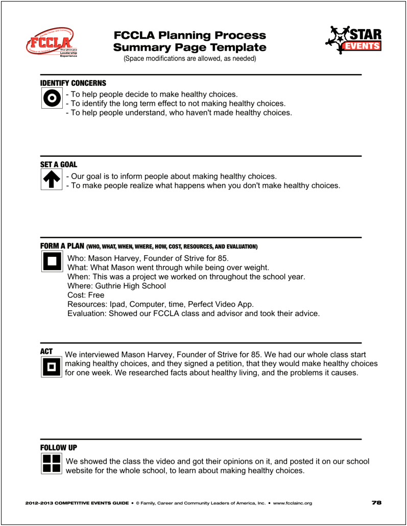 Fccla Planning Process Template Google Docs