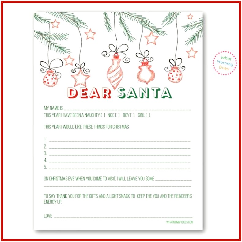 Fill In Letter To Santa Template