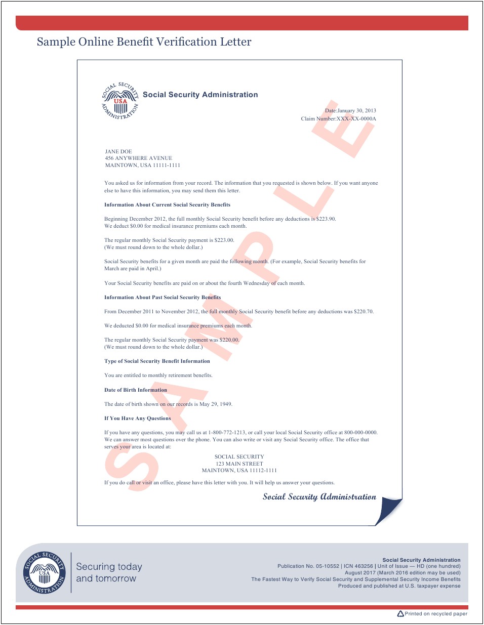 Fillable Social Security Award Letter Template