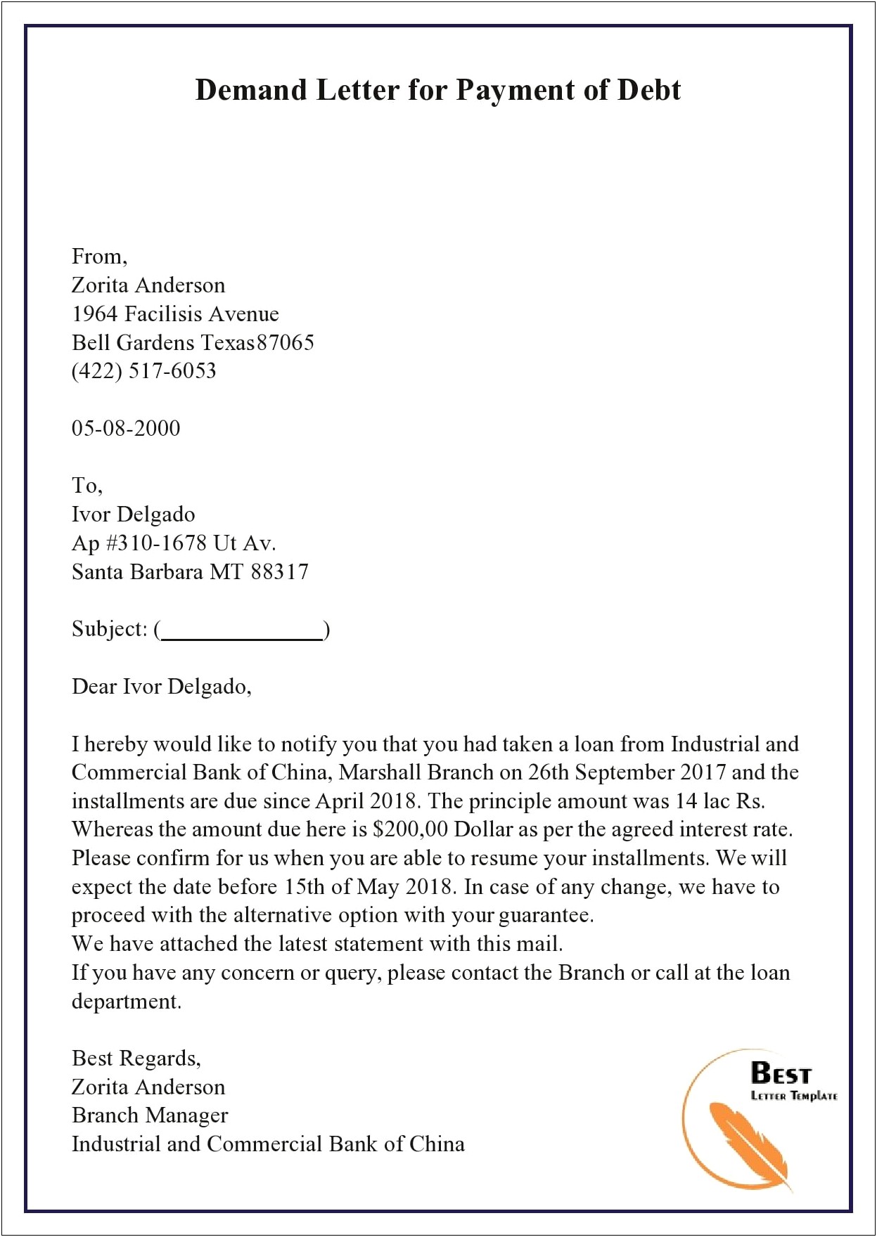 Final Notice Before Legal Action Letter Template