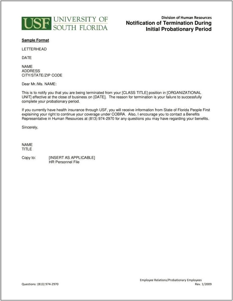 Final Probation Review Meeting Letter Template