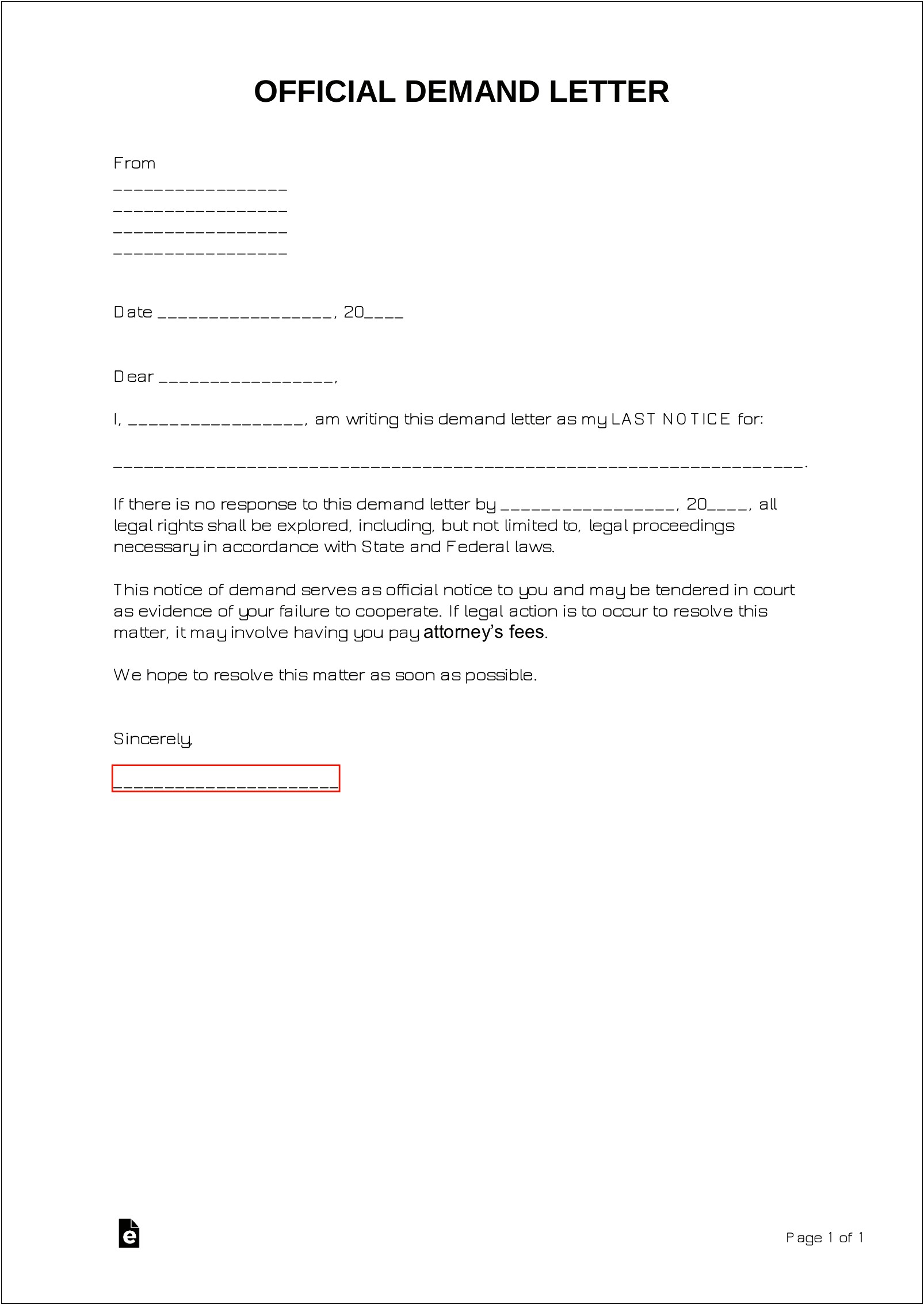 Final Request For Payment Letter Template