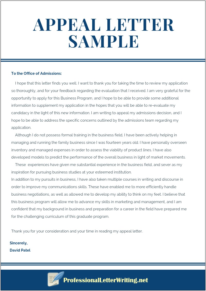 Final Written Warning Appeal Letter Template