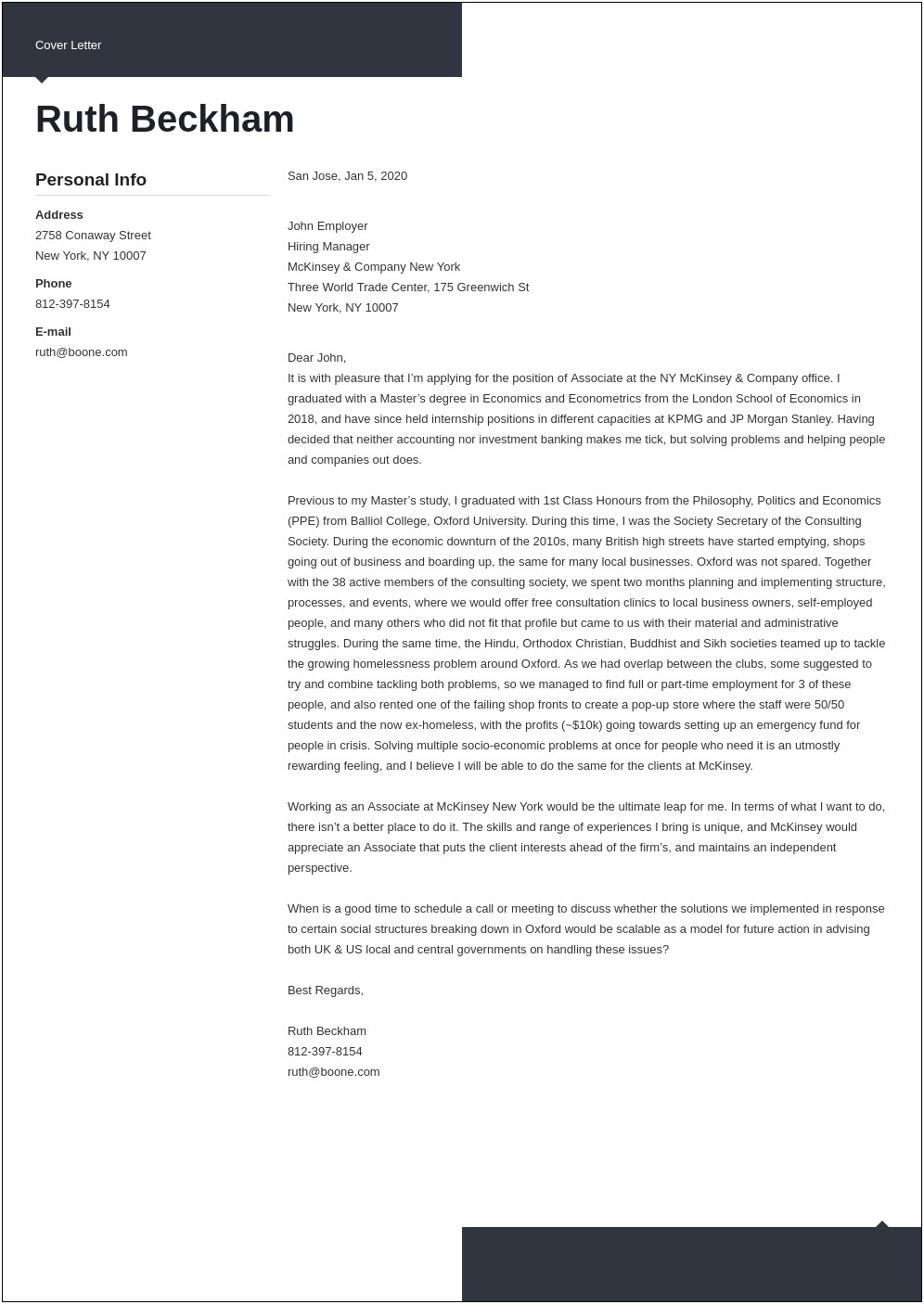 Finance Portfolio Manager Cover Letter Template