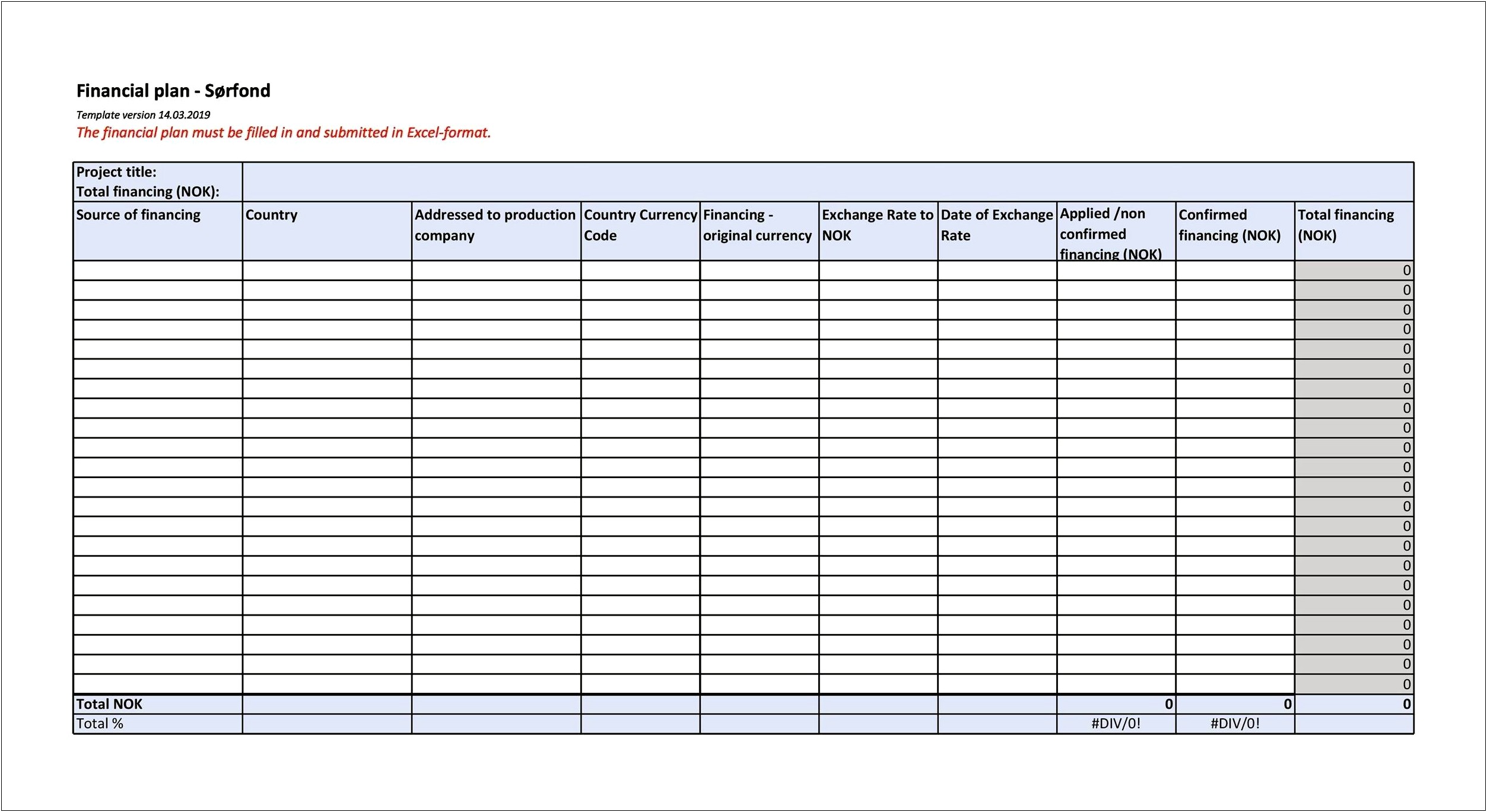 Financial Planning And Analysis Example Excel Templates