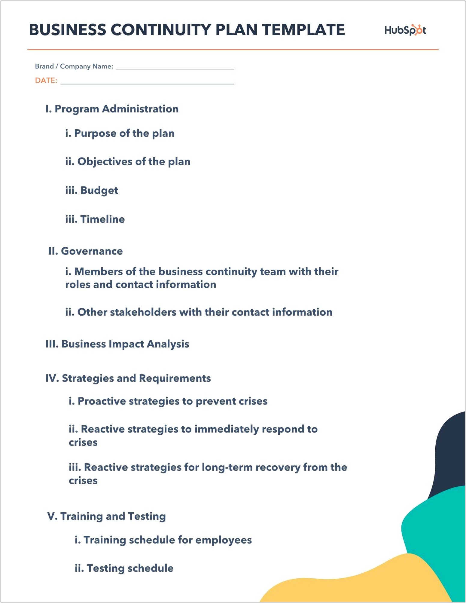 Financial Services Business Continuity Plan Template