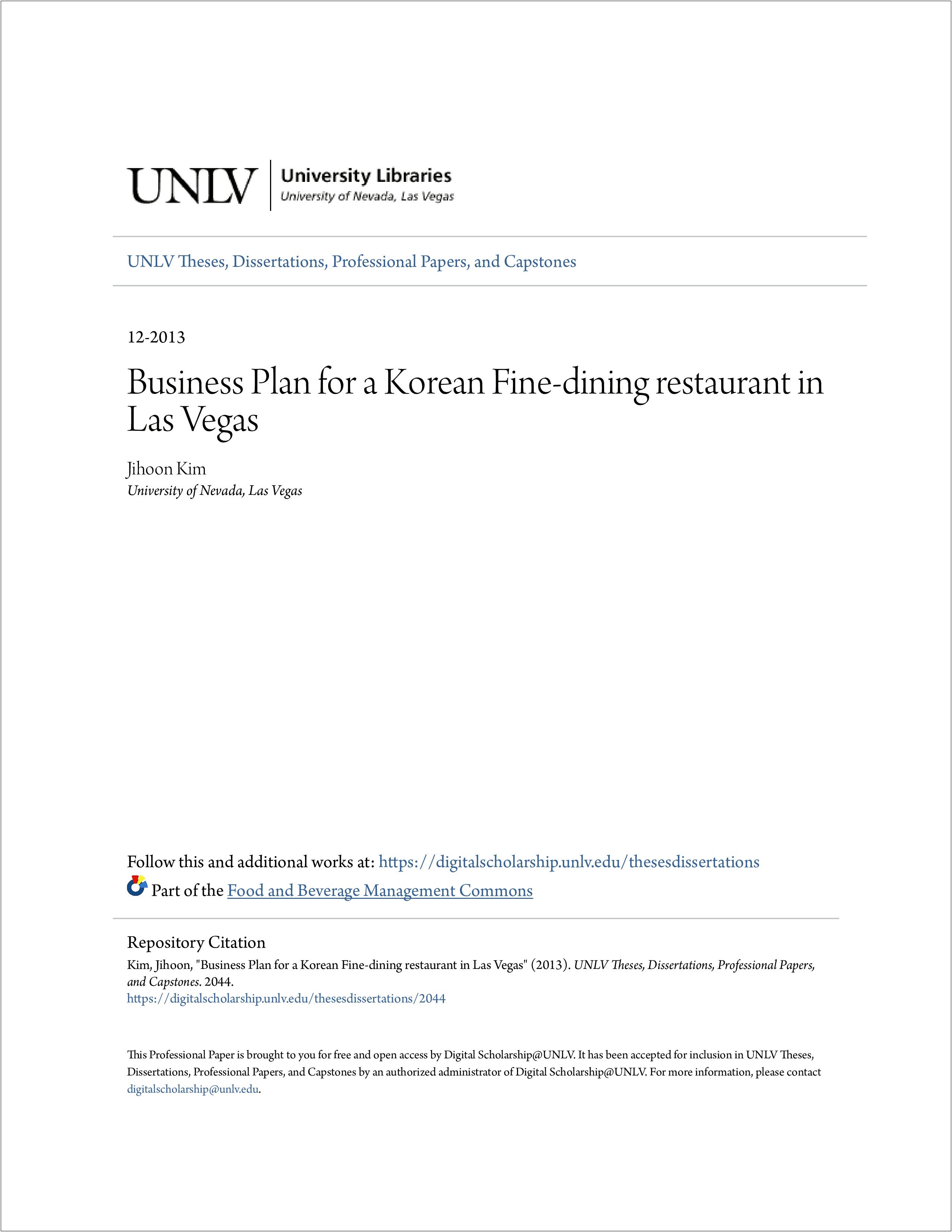 Fine Dining Restaurant Business Plan Template