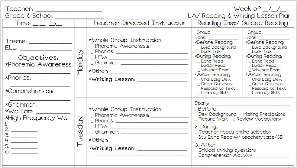 Finland First Grade Lesson Plan Template Pdf