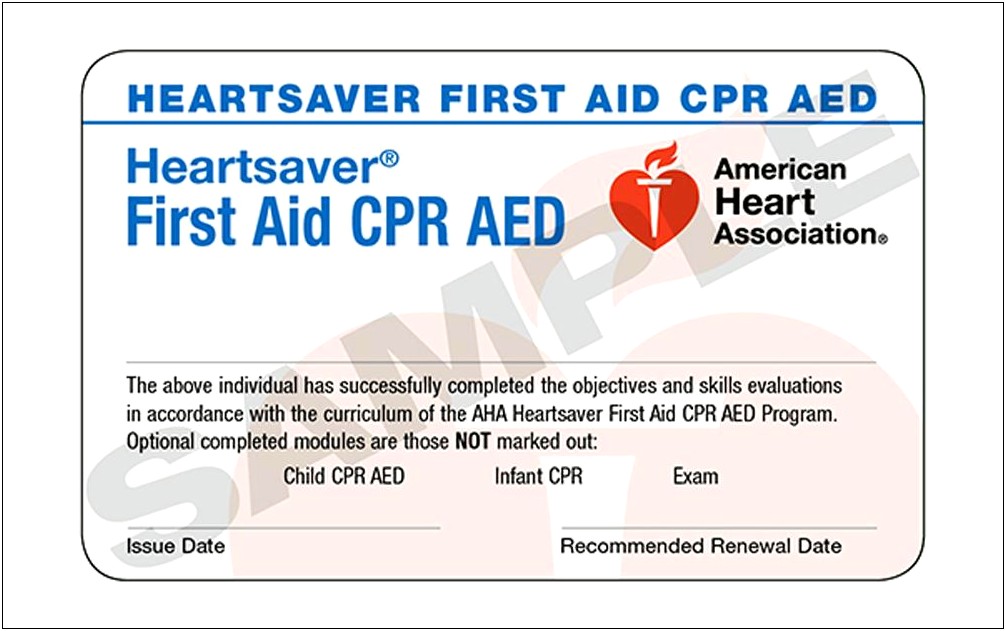 First Aid And Cpr Card Template