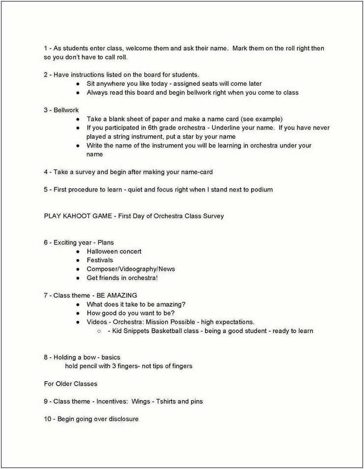 First Day Of School Lesson Plan Template