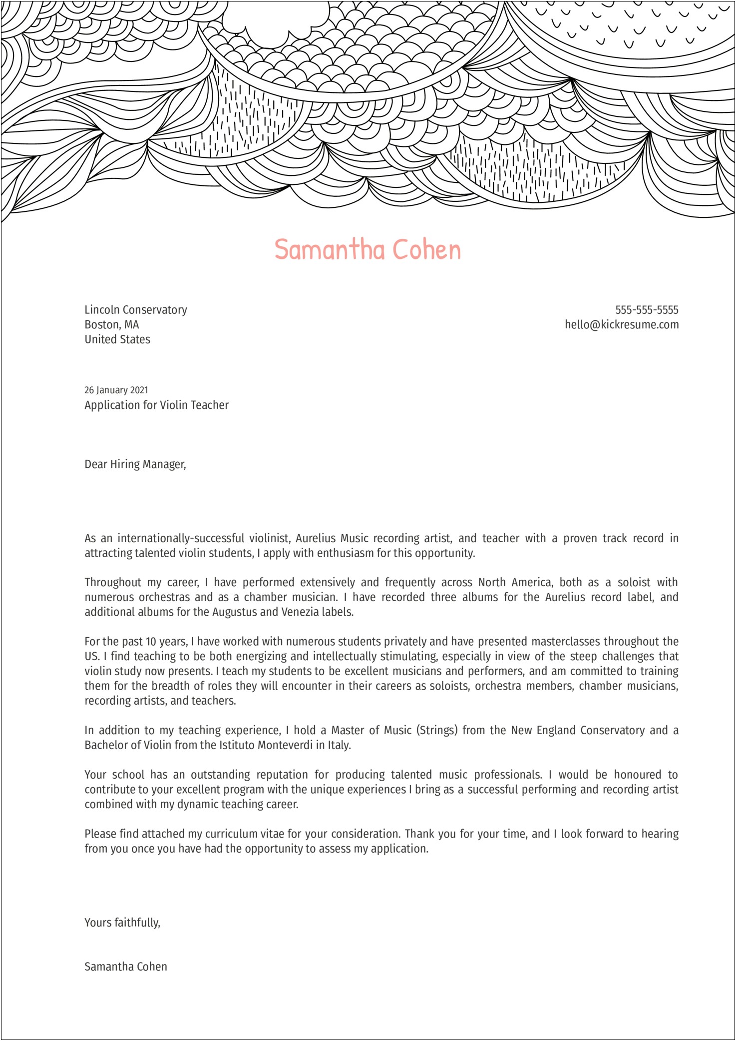 First Year Teacher Cover Letter Template