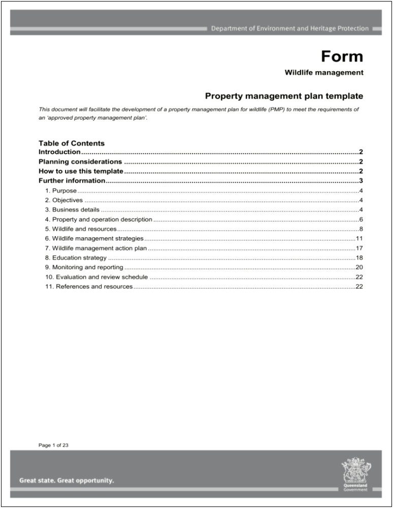 Fish And Wildlife Management Plan Template