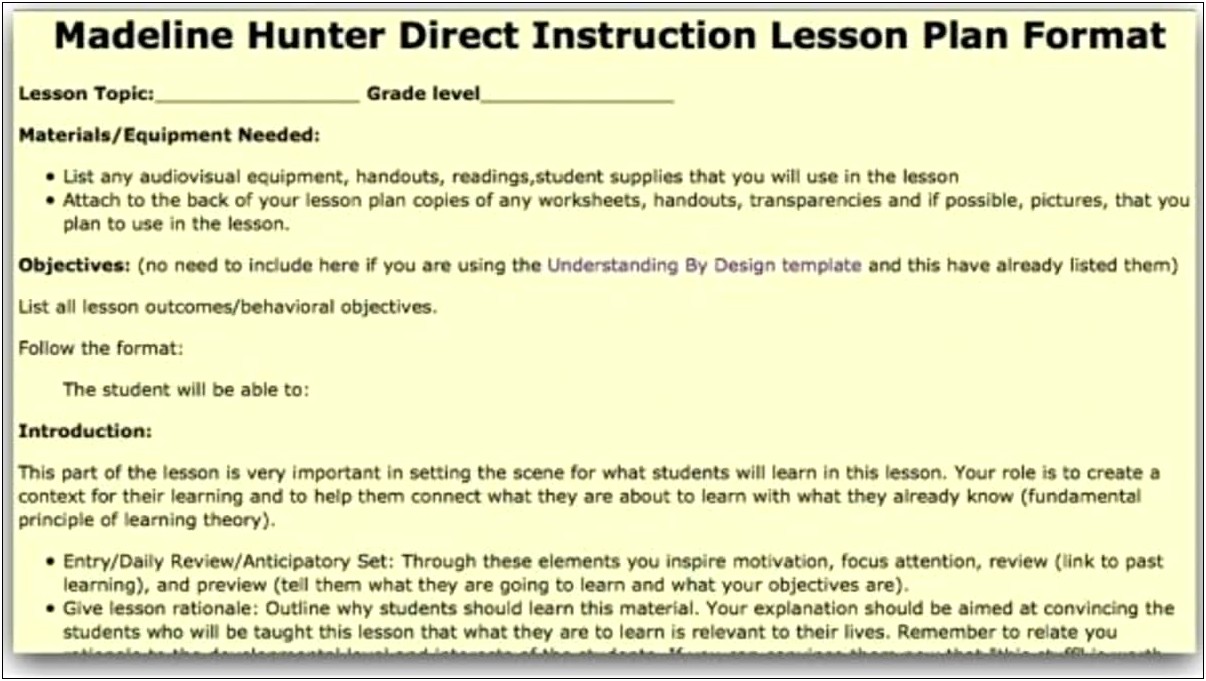 Fitchburg State Lesson Plan Template Type