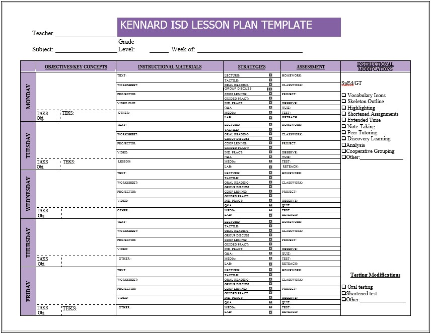 Fitchburg State Lesson Plan Template Word