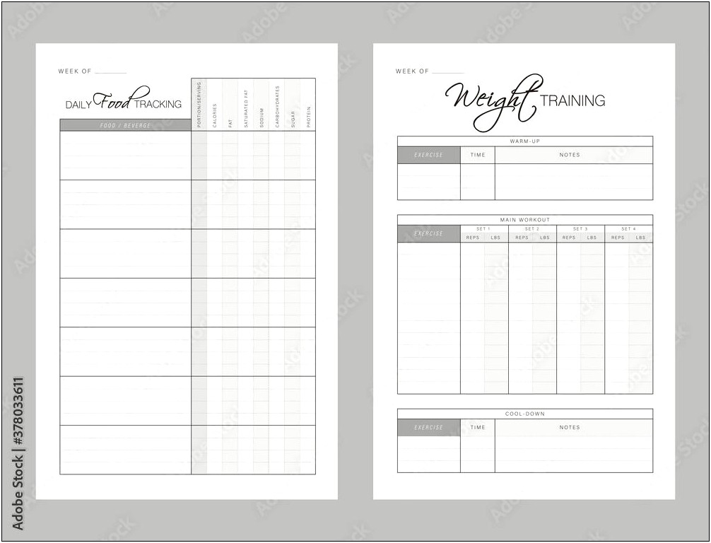 Fitness And Food Meal Planning Tracker Template