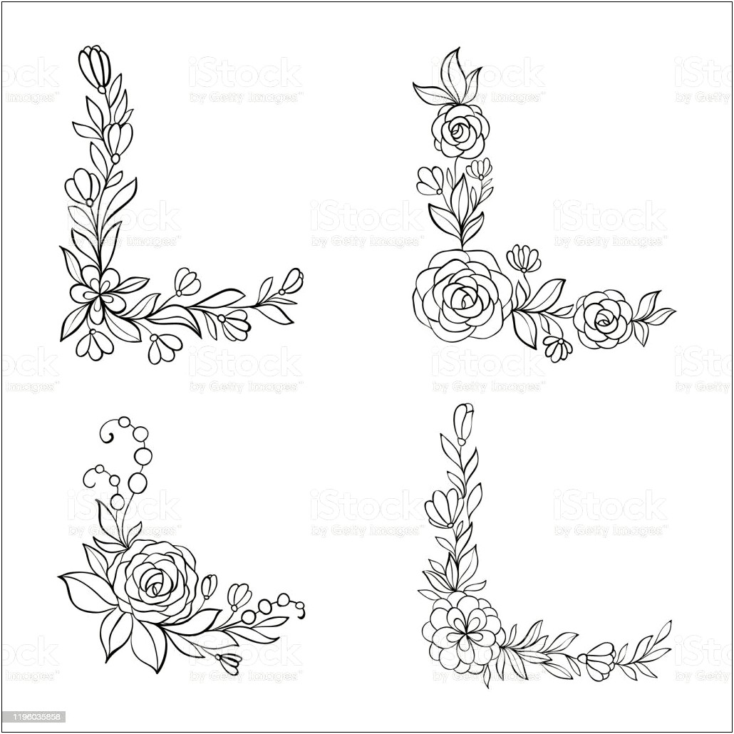 Floral Letter Border Template Black And Whte