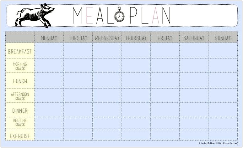 Food Planning For The Week Template