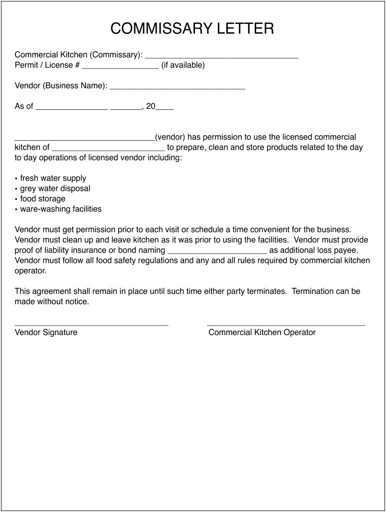 Food Safety Letter Of Guarantee Template