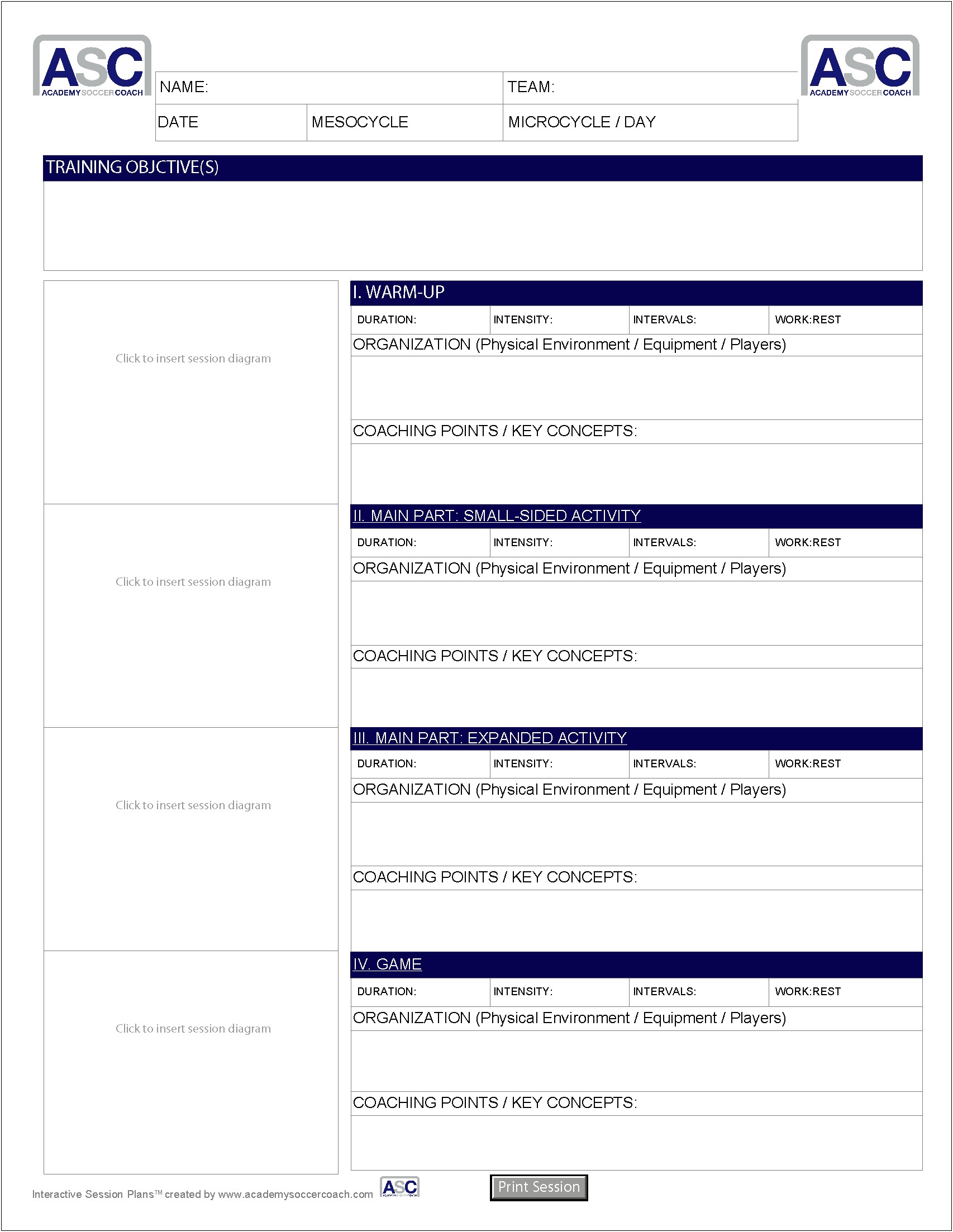 Football Coaching Session Plan Template Pdf