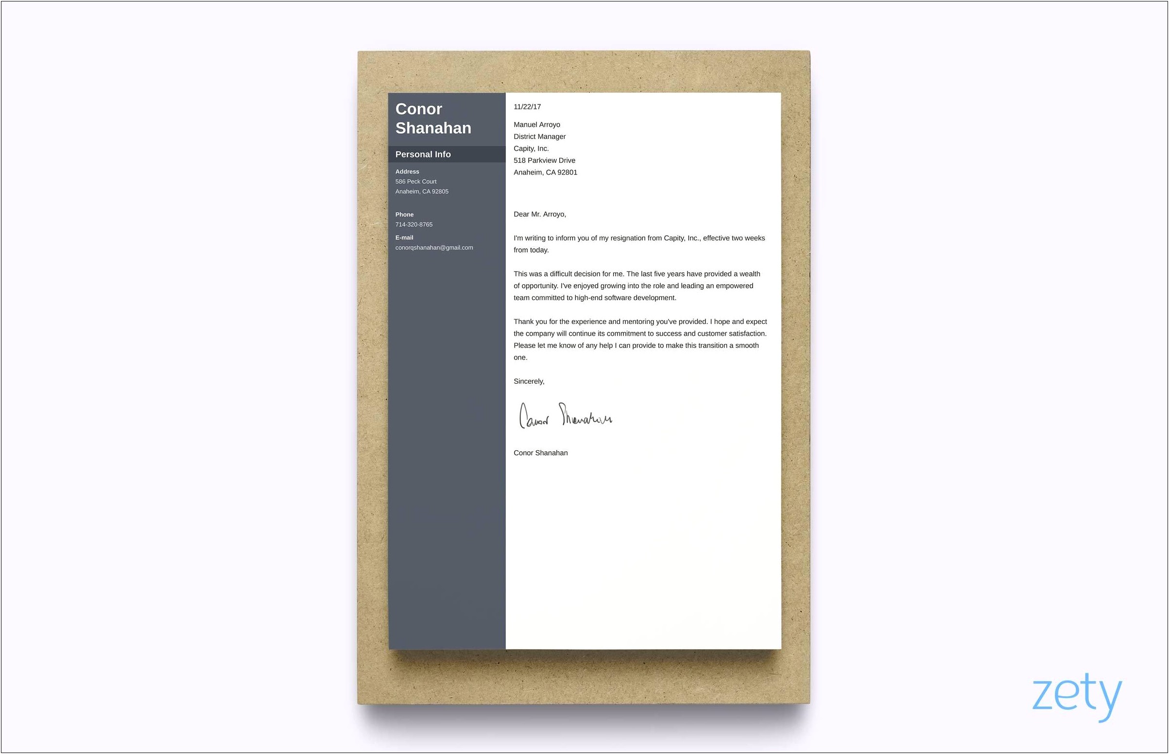 Formal 2 Weeks Notice Letter Template