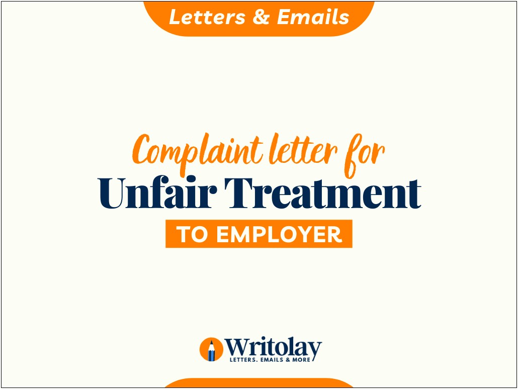 Formal Complaint Letter Template To Employer