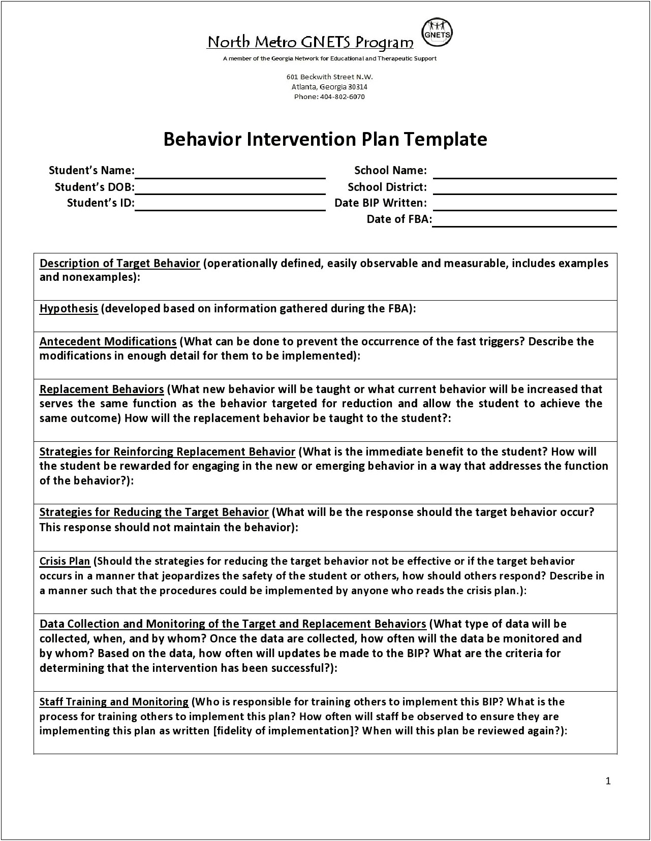 Formal Intervention Step By Step Template Plan