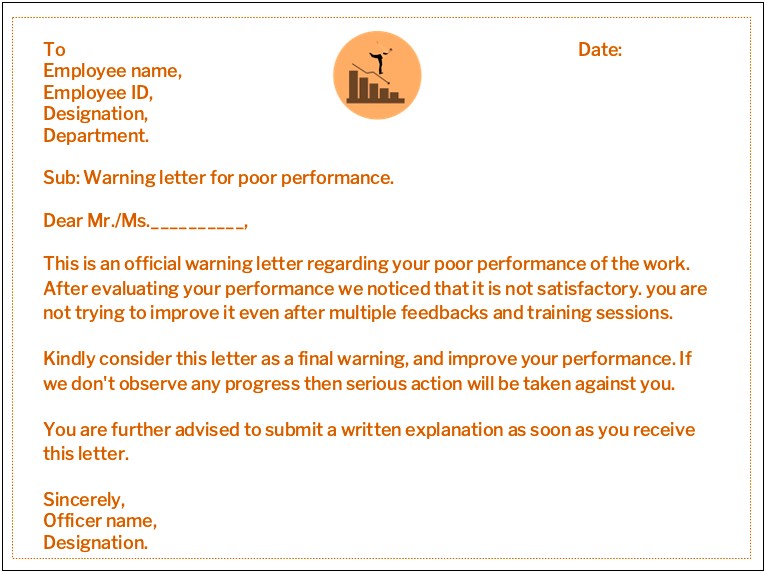 Formal Letter Template About Employee Not Meeting Standards
