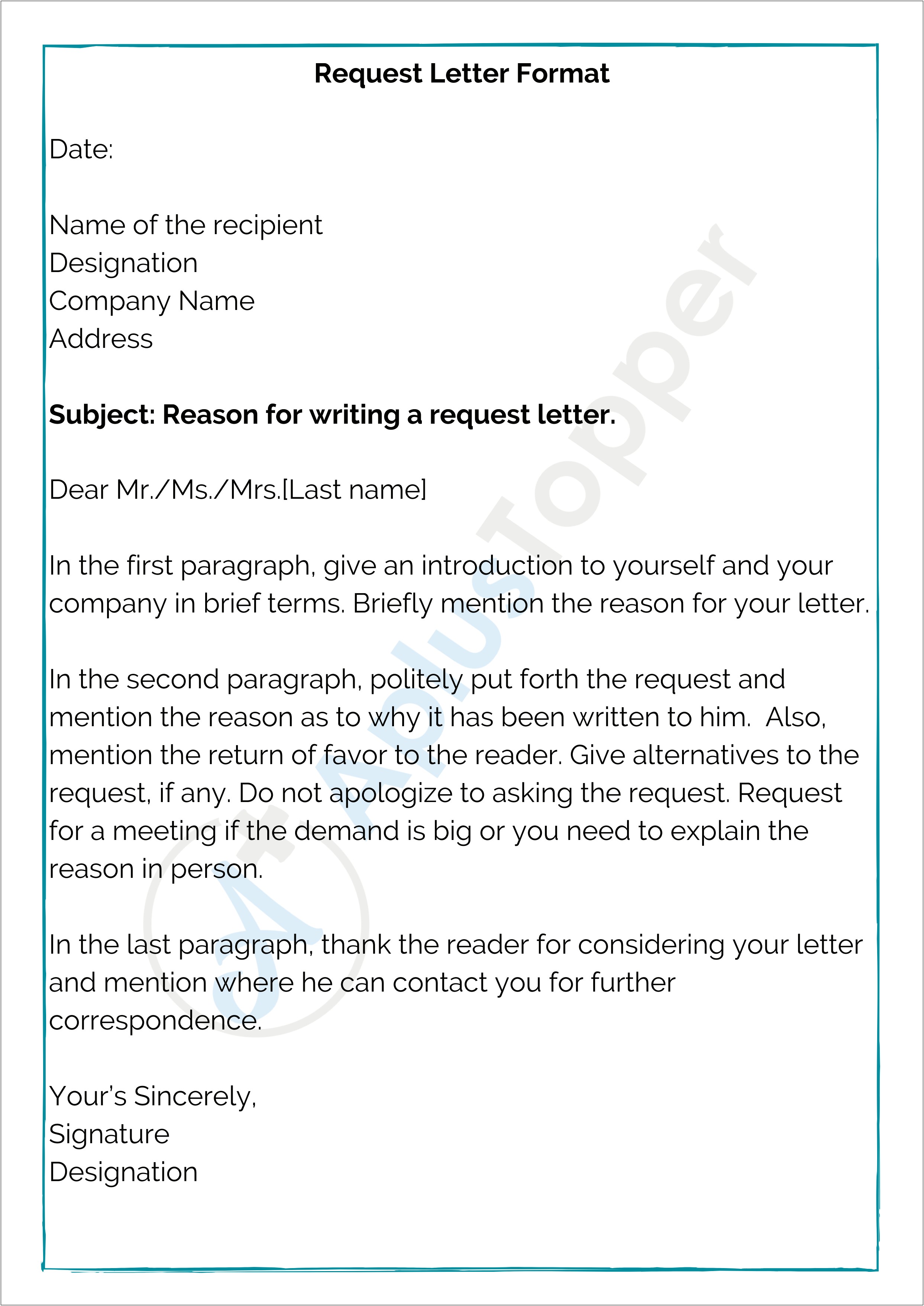 Formal Letter Template Request For Title