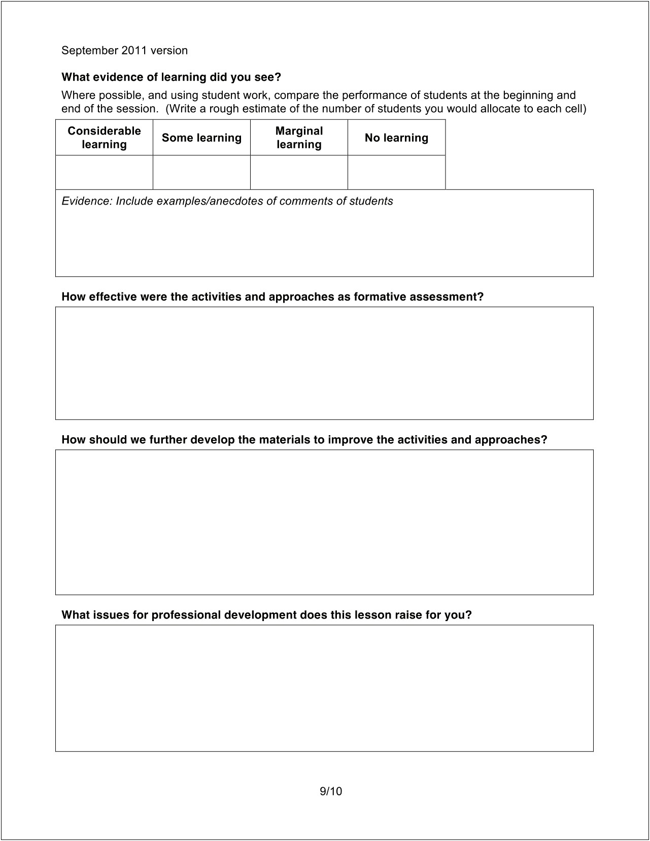 Formal Observation Lesson Plan Template High School