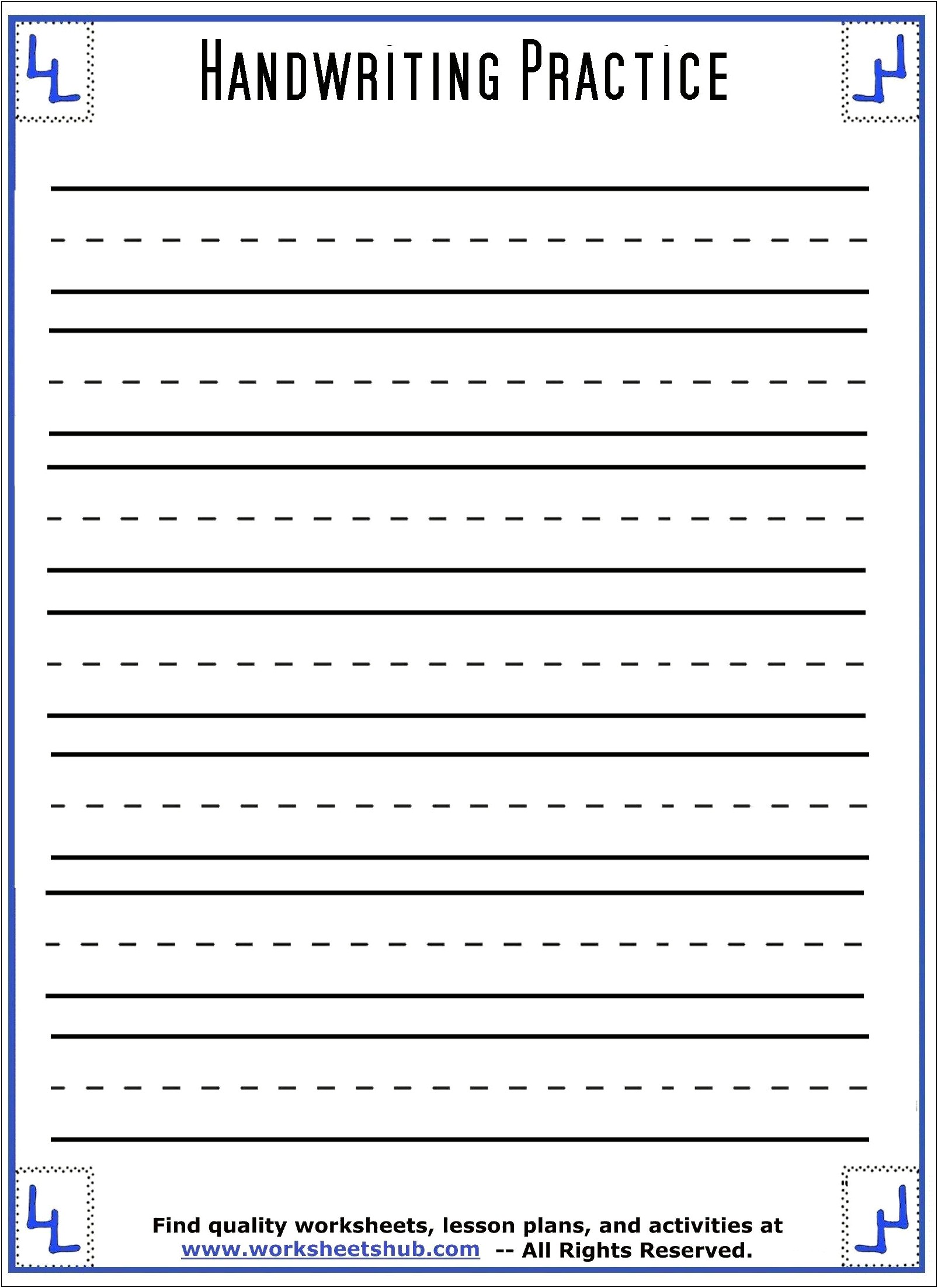 Four Line Handwriting Sheets Word Template