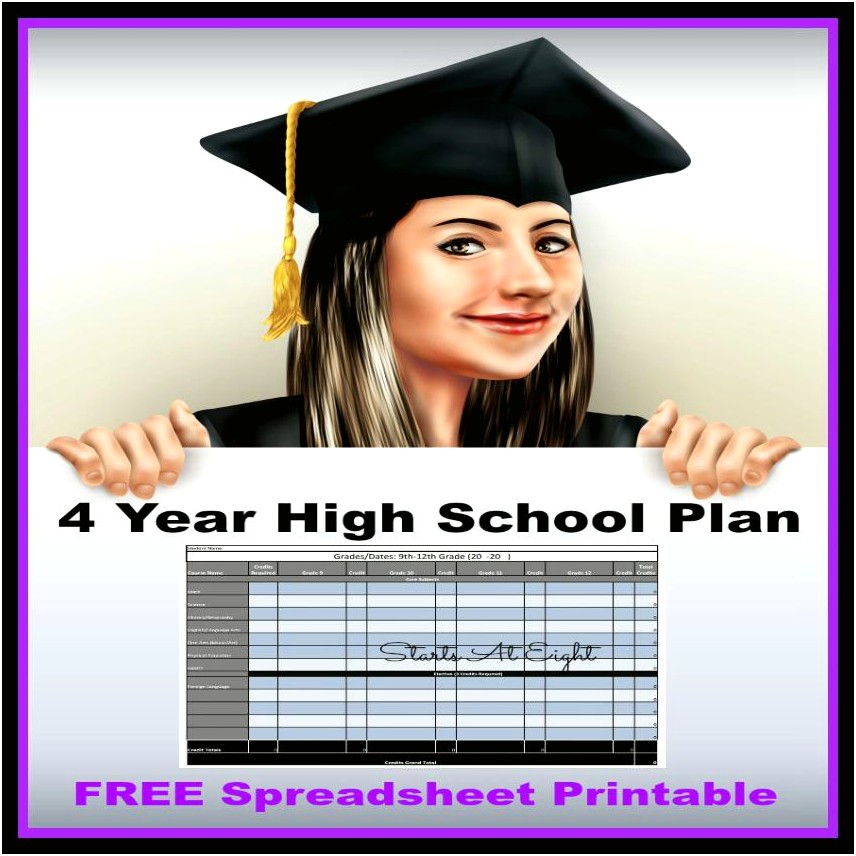 Four Year High School Plan Template Excel