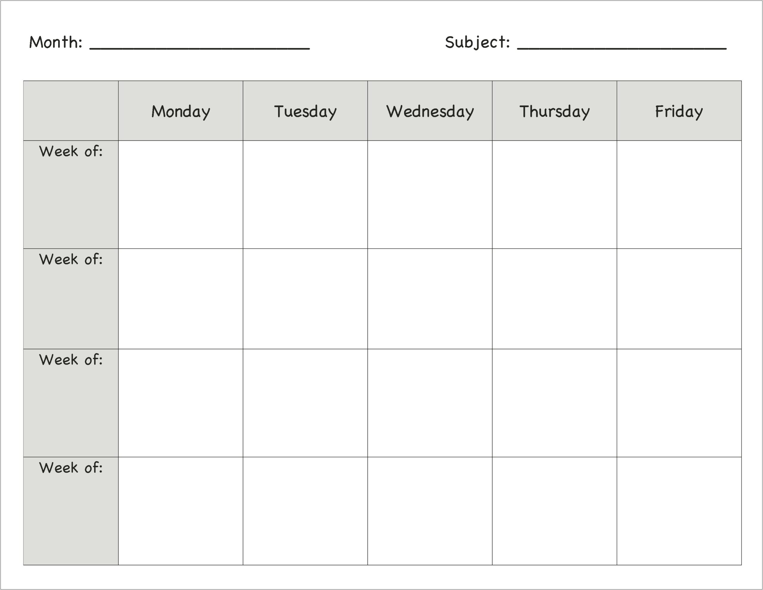 Free Printable Lesson Plan Template Weekly