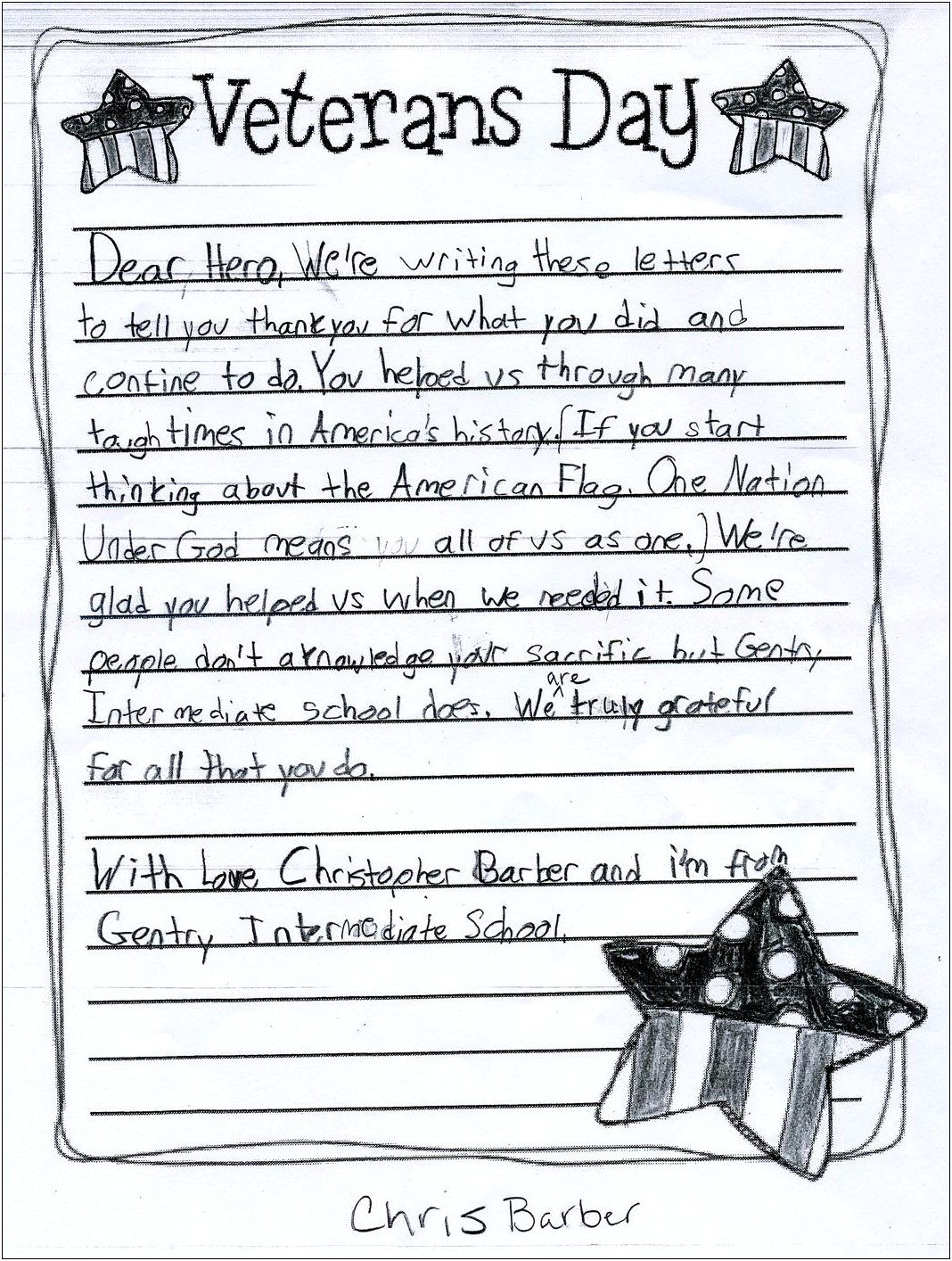 Free Printable Veterans Day Letter Template