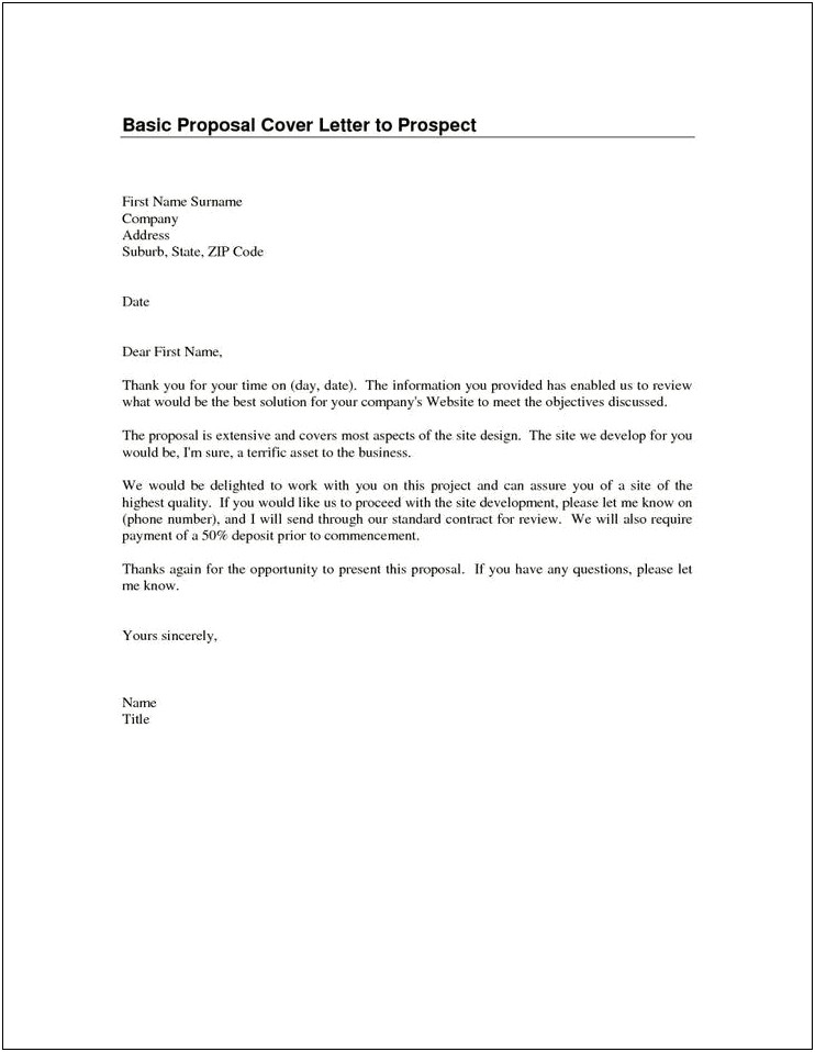 Free Proposal Cover Letter Template Word